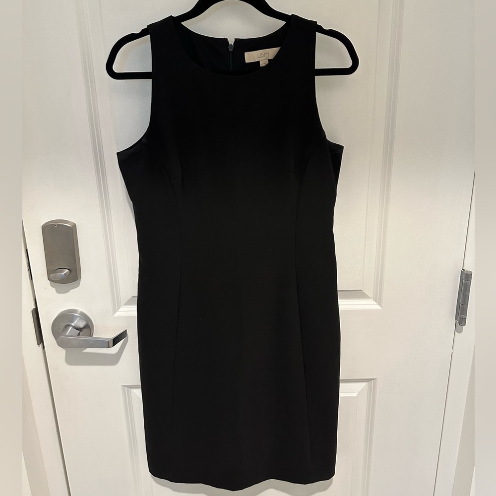 Black sleeveless dress, business casual, Loft, 6T